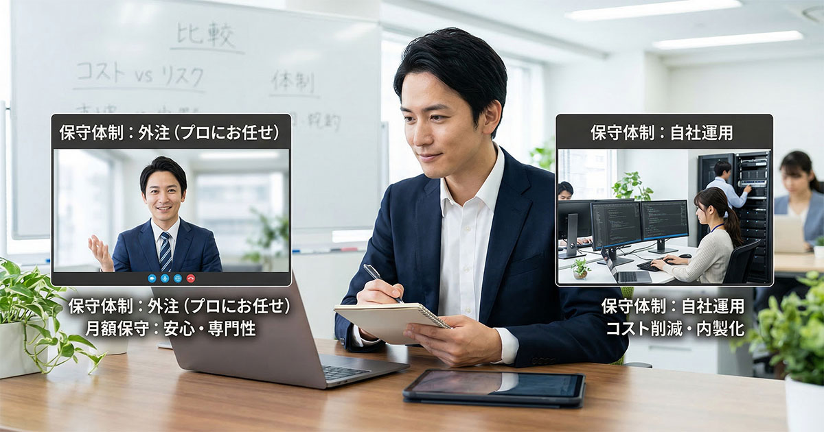 月額保守を依頼するべきか？自社運用との違い
