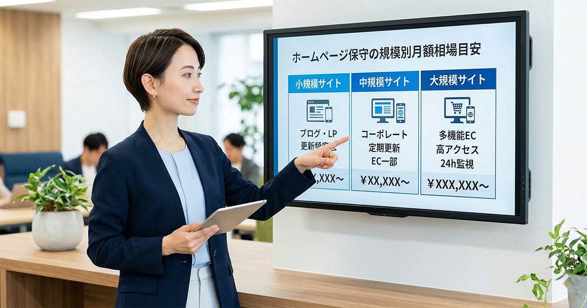 ホームページ保守の月額相場【規模別の目安】