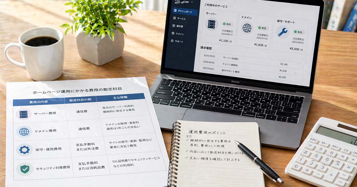 公開後にかかる費用の勘定科目｜サーバー・ドメイン・保守